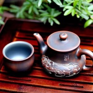 Handmade Nixing clay teapot, Dragon & Phoenix Fortune style - artisan pottery from Qinzhou, China