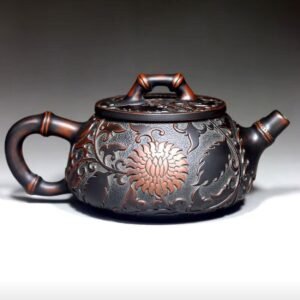 Handmade Nixing clay teapot, Full Bloom style - artisan pottery from Qinzhou, China