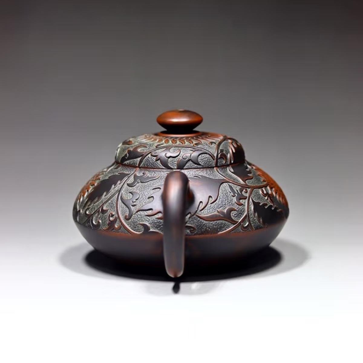 Hand-carved Nixing clay teapot, Full Bloom style - product detail view 3