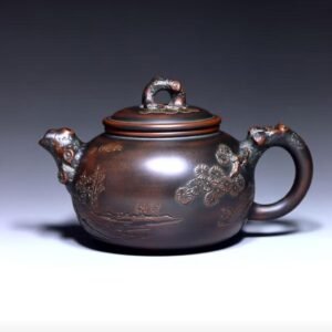 Handmade Nixing clay teapot, Pine Leaf style - artisan pottery from Qinzhou, China