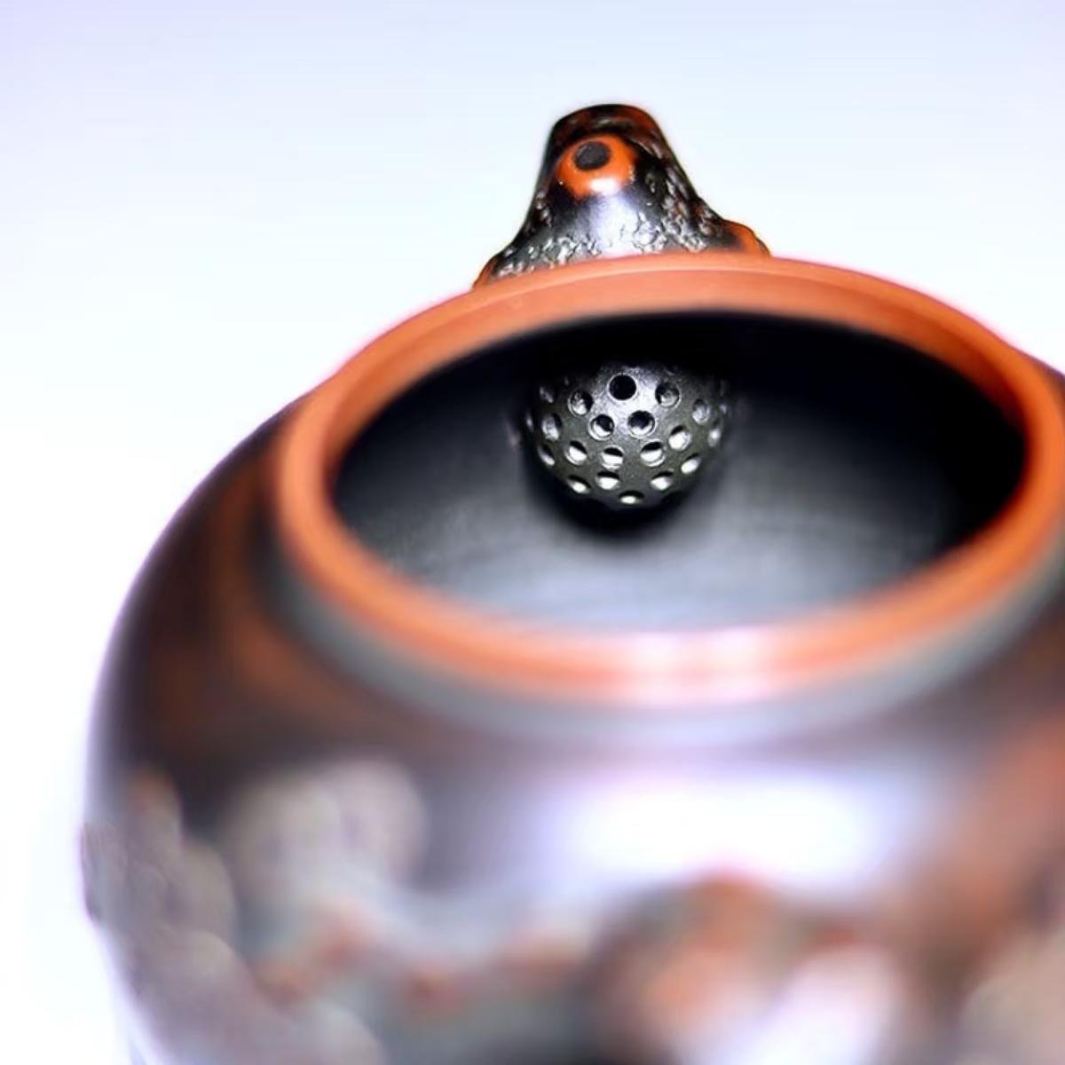 Hand-carved Nixing clay teapot, Pine Leaf style - product detail view 5
