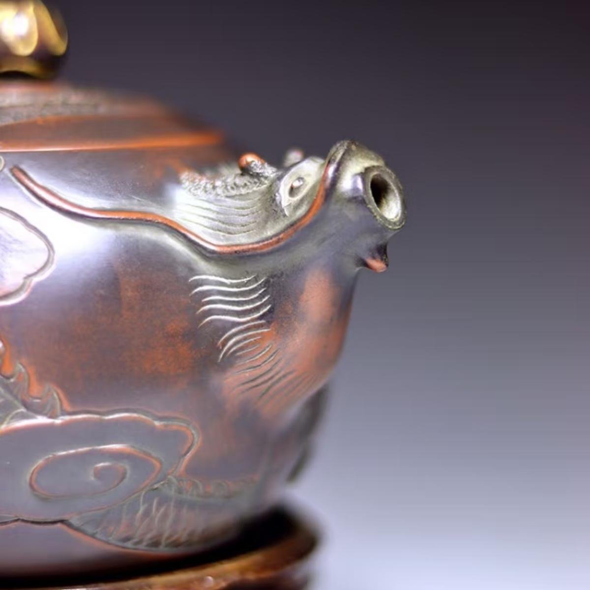 Hand-carved Nixing clay teapot - product detail view 8