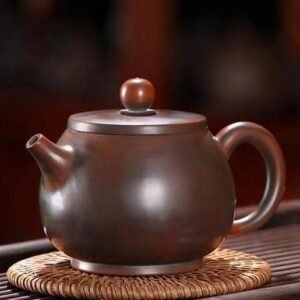 Handmade Nixing clay teapot, Plain Barrel of Gold style - artisan pottery from Qinzhou, China