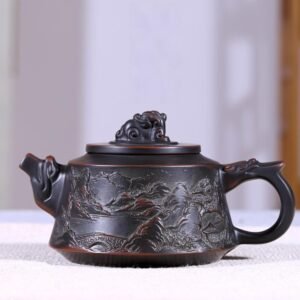 Handmade Nixing clay teapot, Cloud & Dragon Relief style - artisan pottery from Qinzhou, China