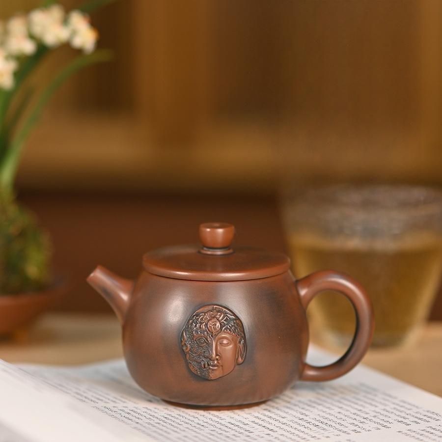 Handmade Nixing clay teapot, Barrel of Gold style - artisan pottery from Qinzhou, China
