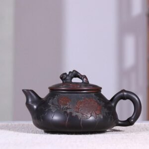Handmade Nixing clay teapot, Bamboo-Joint style - artisan pottery from Qinzhou, China