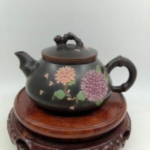 Handmade Nixing clay teapot, Bamboo style - artisan pottery from Qinzhou, China