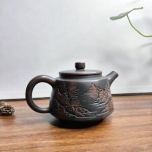 Handmade Nixing clay teapot, Landscape Relief style - artisan pottery from Qinzhou, China