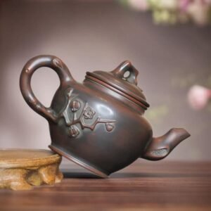 Handmade Nixing clay teapot, Vintage Calligraphy style - artisan pottery from Qinzhou, China