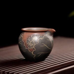 Handmade Nixing clay tea pitcher, Lotus Gongdao style - artisan pottery from Qinzhou, China