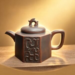Handmade Nixing clay teapot, Octagonal style - artisan pottery from Qinzhou, China