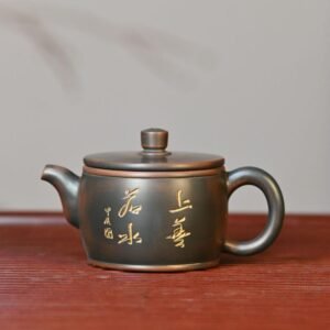 Handmade Nixing clay teapot, Line-Engraved style - artisan pottery from Qinzhou, China