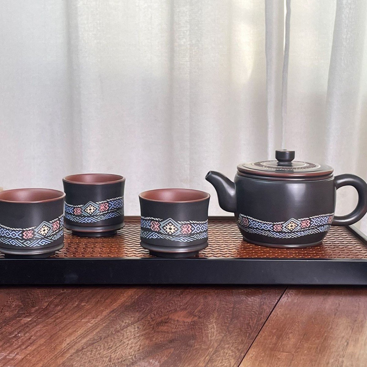 Hand-carved Nixing clay tea set - product detail view 2