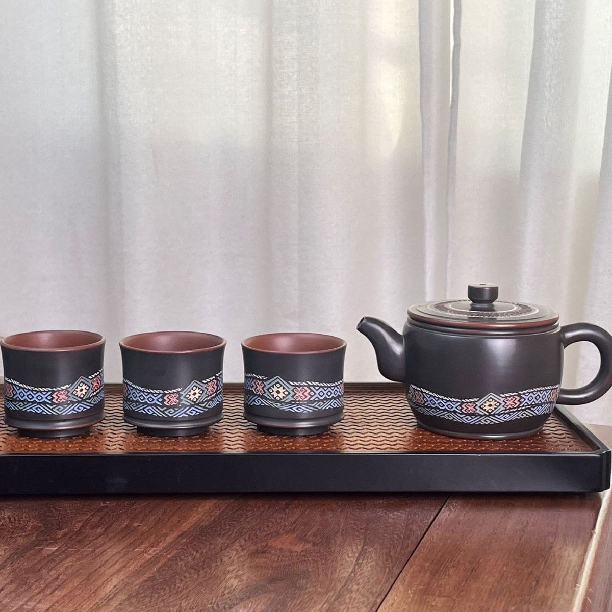 Hand-carved Nixing clay tea set - product detail view 3