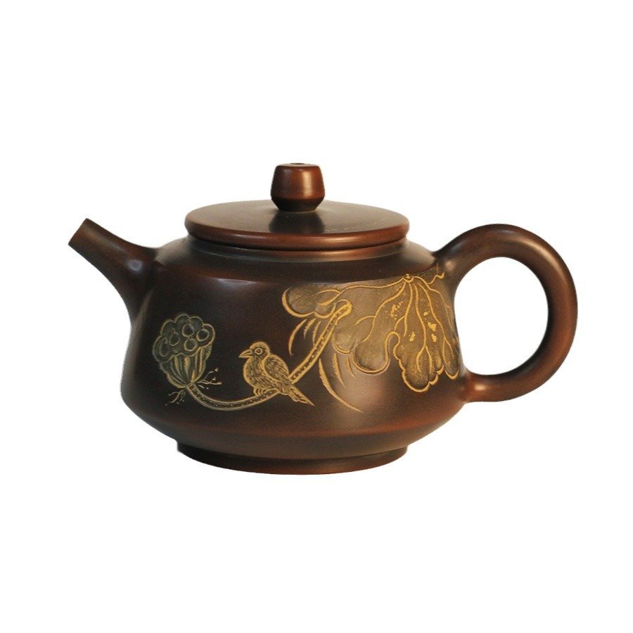 Hand-carved Nixing clay teapot, Relief-Carved Overlord style - product detail view 4