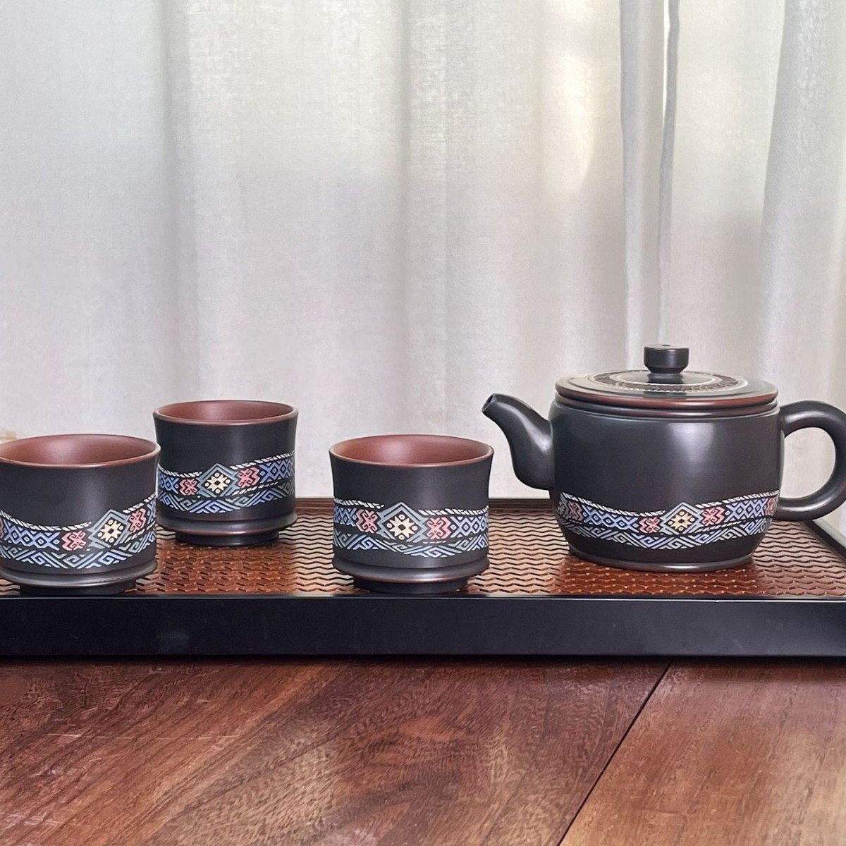 Hand-carved Nixing clay tea set - product detail view 5