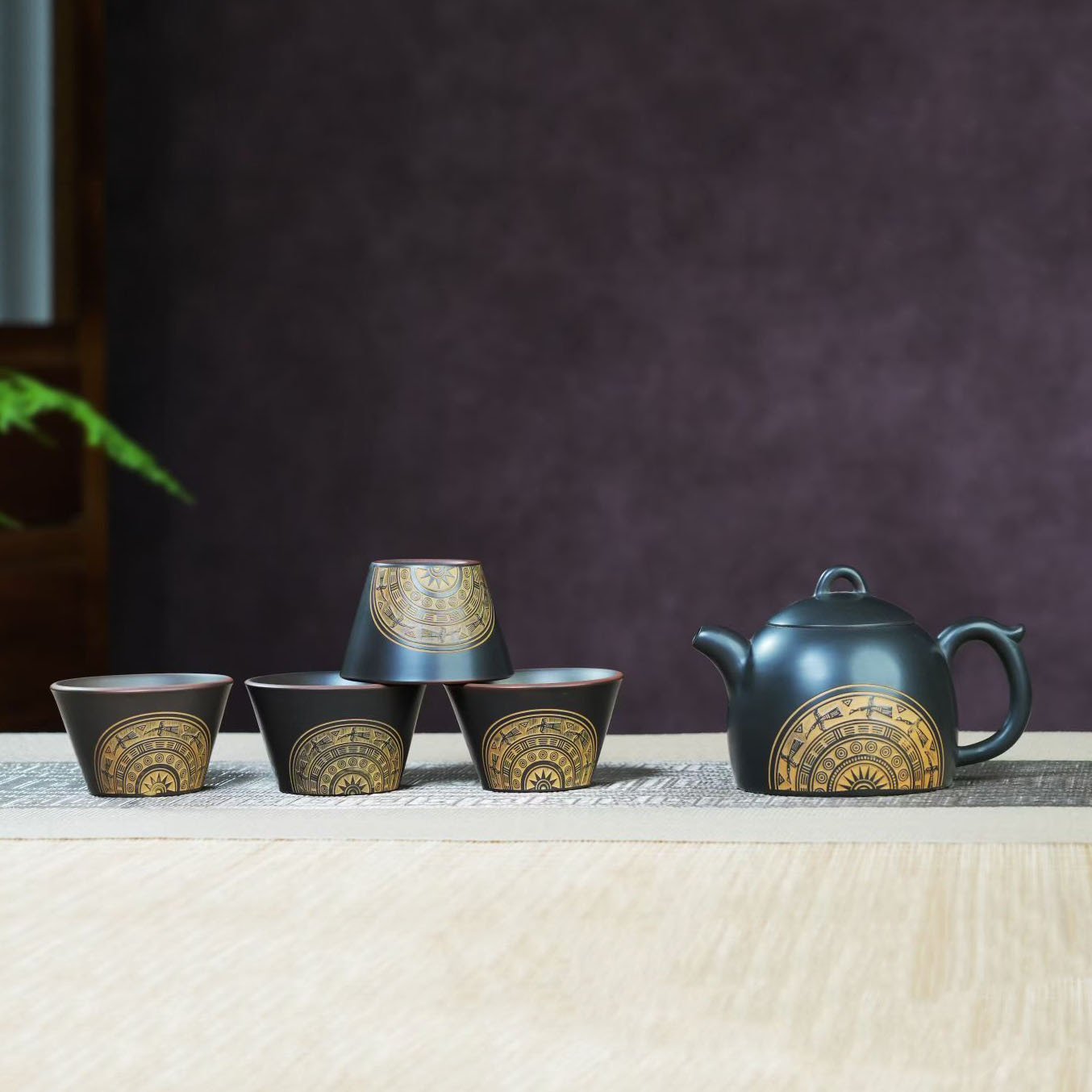 Hand-carved Nixing clay teapot set, Qin Quan style - product detail view 7